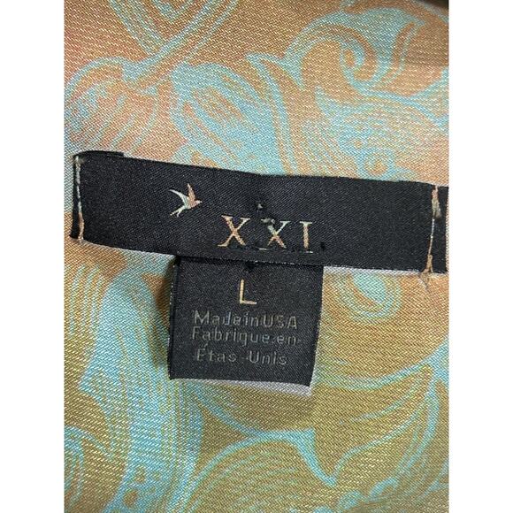 XXI Forever 21 Racerback Boho Top L Green Tier Flowy Cottagecore Peasant Prairie - Picture 6 of 7